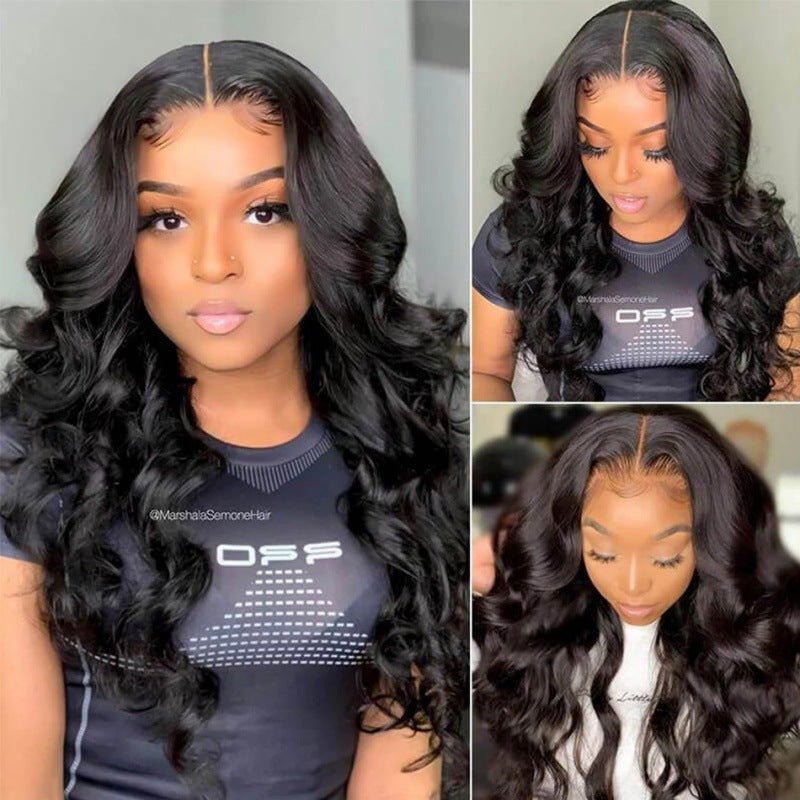 Mid-section Black Big Wavy Long Curly Hair Wig - IVOIRART.COM