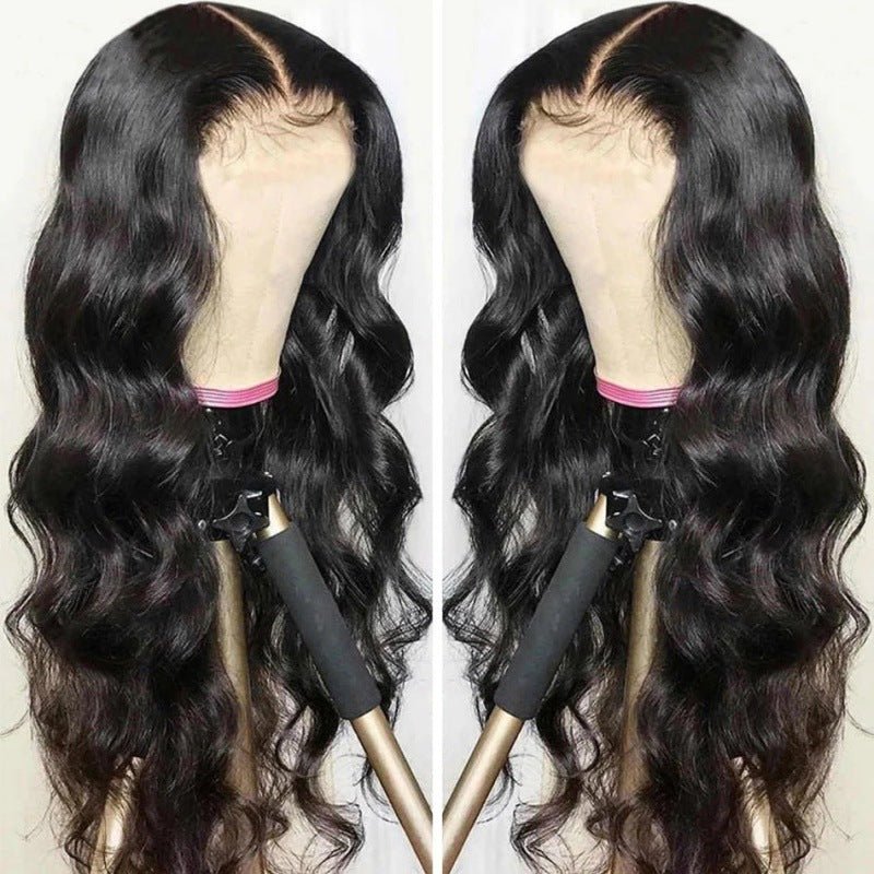 Mid-section Black Big Wavy Long Curly Hair Wig - IVOIRART.COM