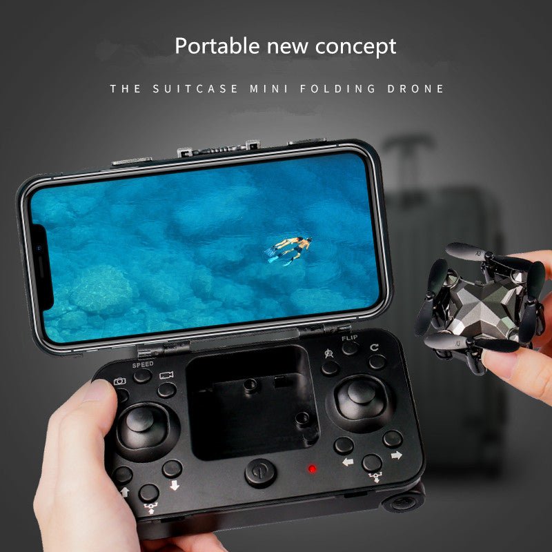 Mini drone pliable 'valise' rangement, photo aérienne WiFi 480P/720P, télécommande - IVOIRART.COM