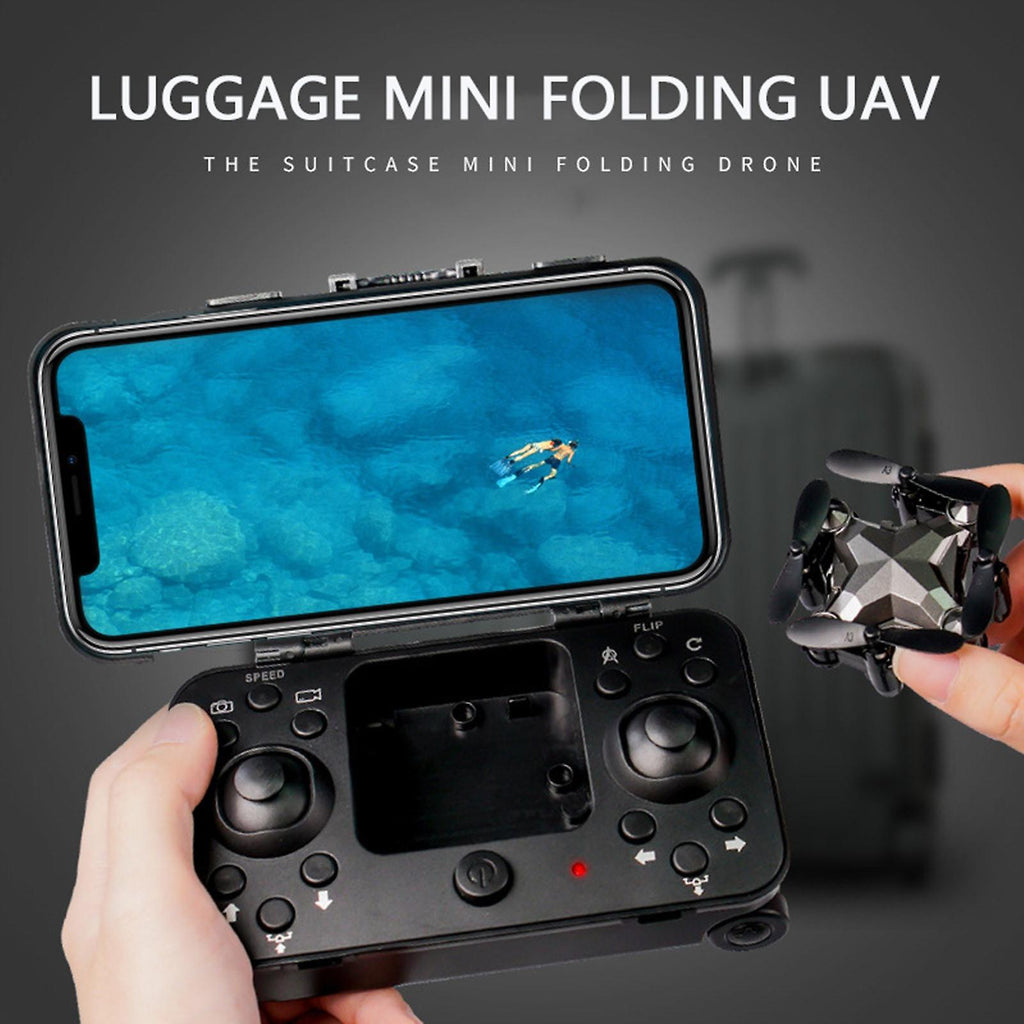 Mini drone pliable 'valise' rangement, photo aérienne WiFi 480P/720P, télécommande - IVOIRART.COM
