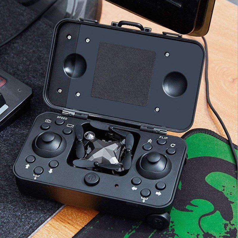 Mini drone pliable 'valise' rangement, photo aérienne WiFi 480P/720P, télécommande - IVOIRART.COM