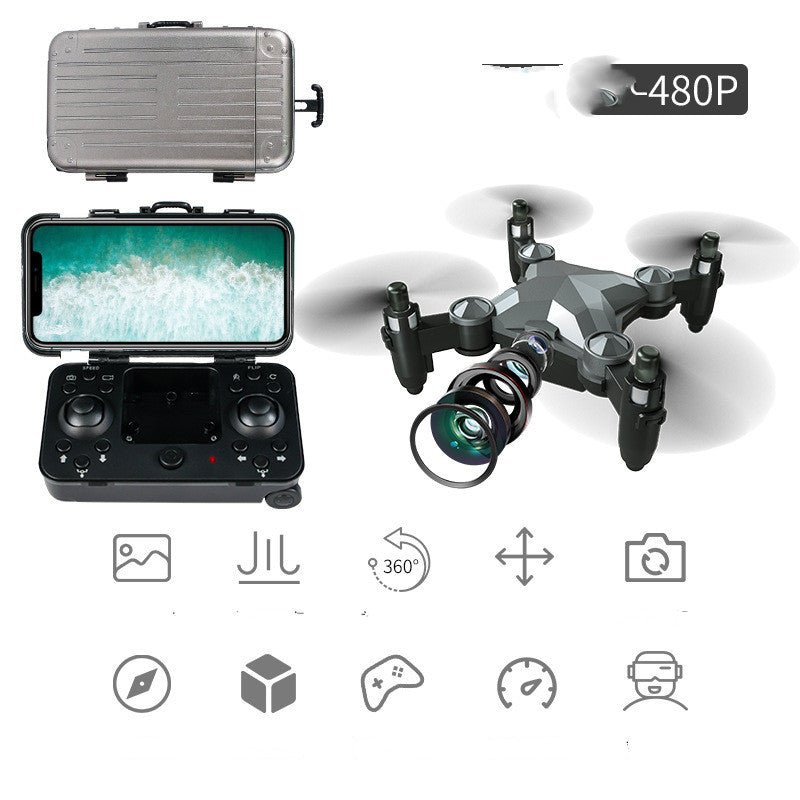 Mini drone pliable 'valise' rangement, photo aérienne WiFi 480P/720P, télécommande - IVOIRART.COM
