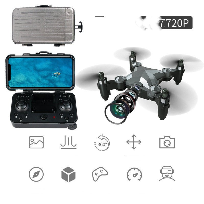 Mini drone pliable 'valise' rangement, photo aérienne WiFi 480P/720P, télécommande - IVOIRART.COM