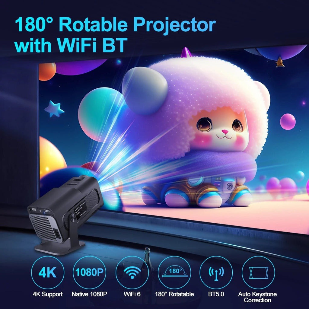 Mini projecteur 4K sans fil WiFi Smart 5G — 1080p 390 ANSI lumens, 60W, Android. - IVOIRART.COM