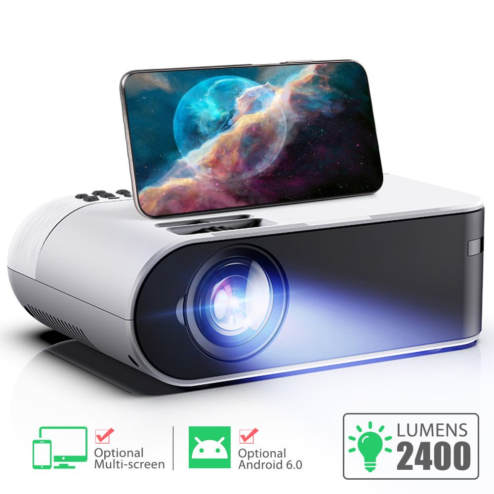 Mini projecteur portable haute définition 854x480, édition basique Android, luminosité 2400 lumens - IVOIRART.COM