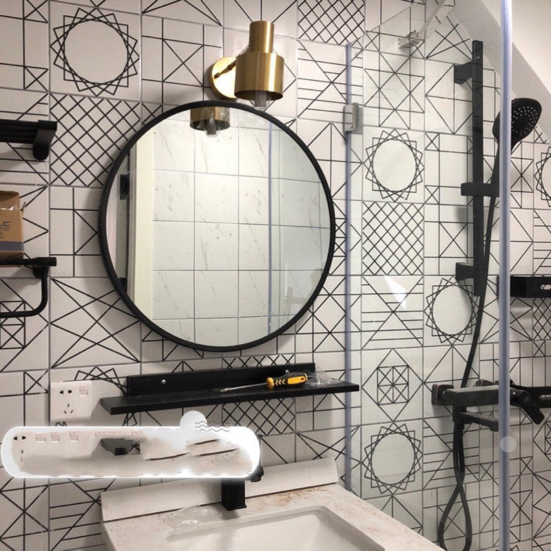 Miroir mural décoratif rond pour salle de bains, style Nordique, métal fer 30 cm - IVOIRART.COM