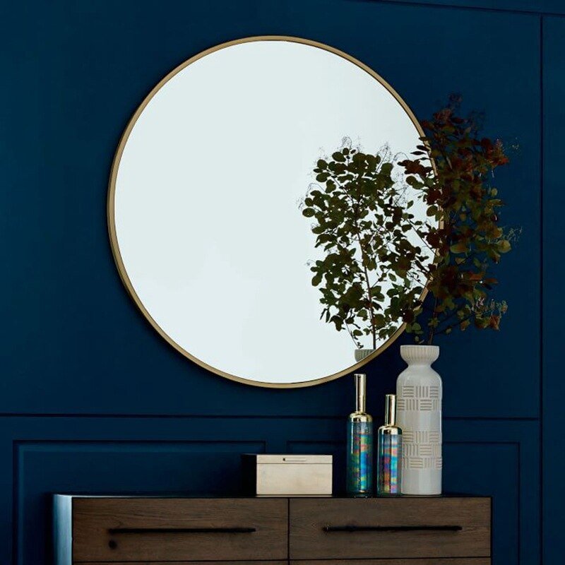 Miroir mural décoratif rond pour salle de bains, style Nordique, métal fer 30 cm - IVOIRART.COM