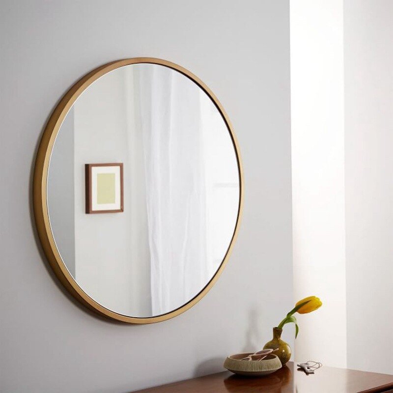 Miroir mural décoratif rond pour salle de bains, style Nordique, métal fer 30 cm - IVOIRART.COM