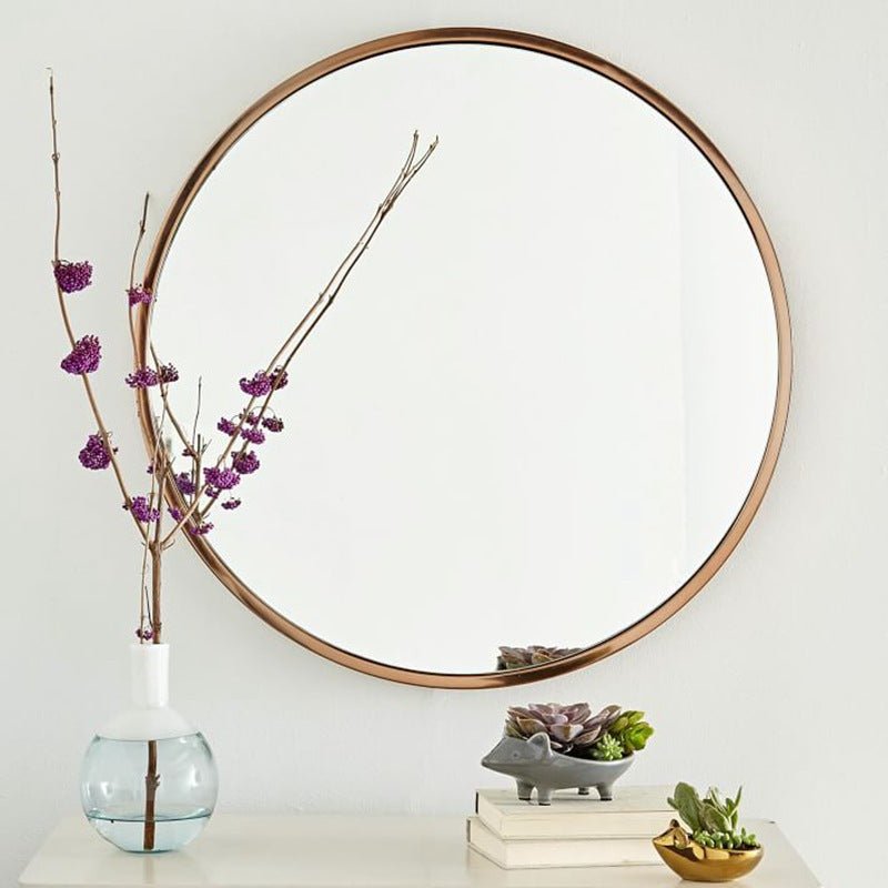 Miroir mural décoratif rond pour salle de bains, style Nordique, métal fer 30 cm - IVOIRART.COM