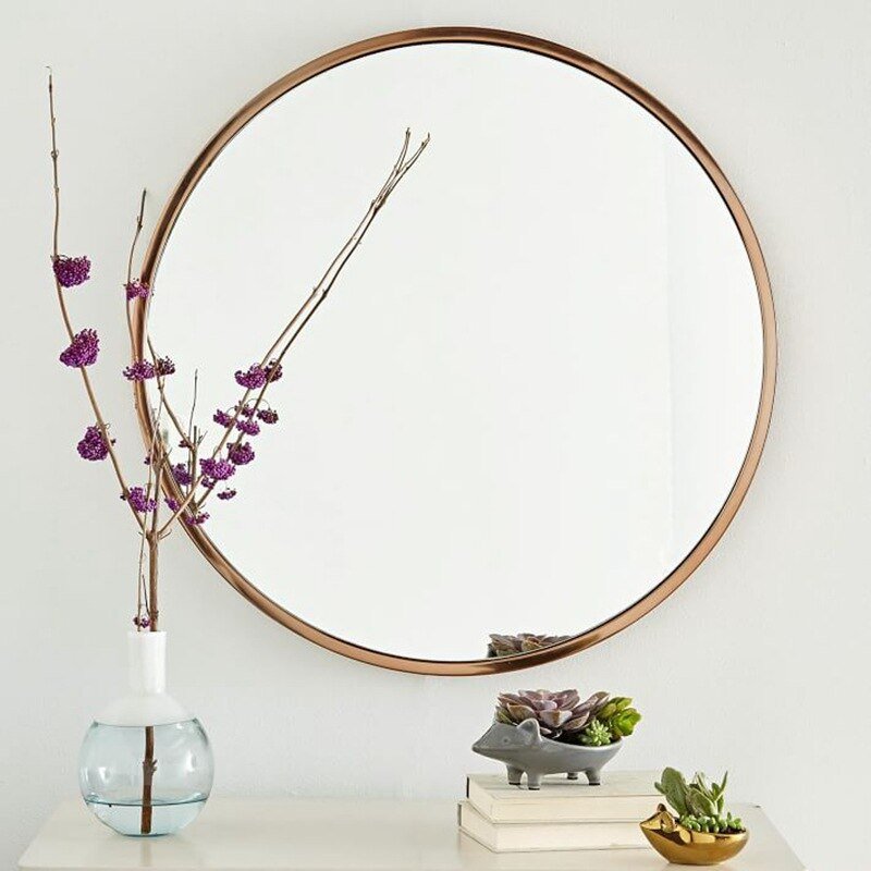Miroir mural décoratif rond pour salle de bains, style Nordique, métal fer 30 cm - IVOIRART.COM