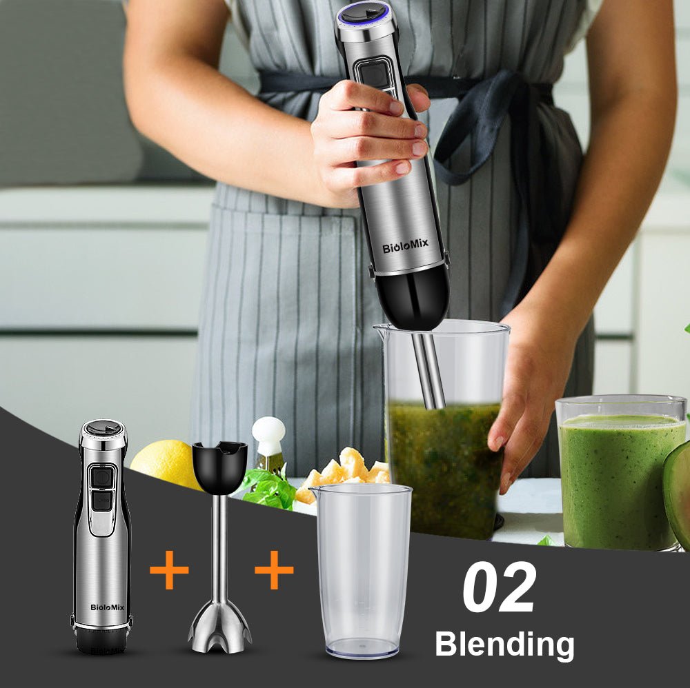 Mixeur plongeant multifonctions Biolomix en acier inoxydable, 1100-1200W - IVOIRART.COM