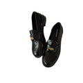 Mocassins à bout rond avec petite médaille dorée, style britannique, cuir à enfiler - IVOIRART.COM