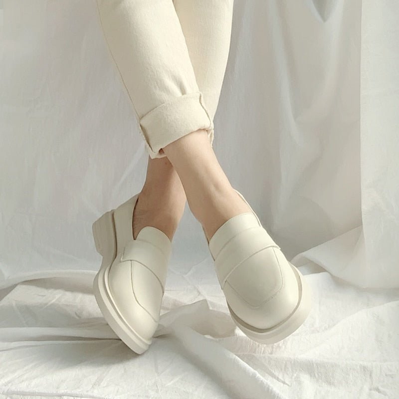Mocassins en cuir britannique pour femmes, élégants, confortables et polyvalents - IVOIRART.COM