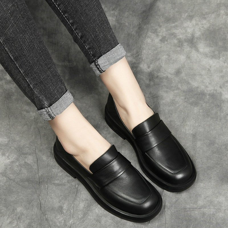 Mocassins en cuir britannique pour femmes, élégants, confortables et polyvalents - IVOIRART.COM