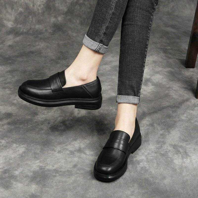 Mocassins en cuir britannique pour femmes, élégants, confortables et polyvalents - IVOIRART.COM