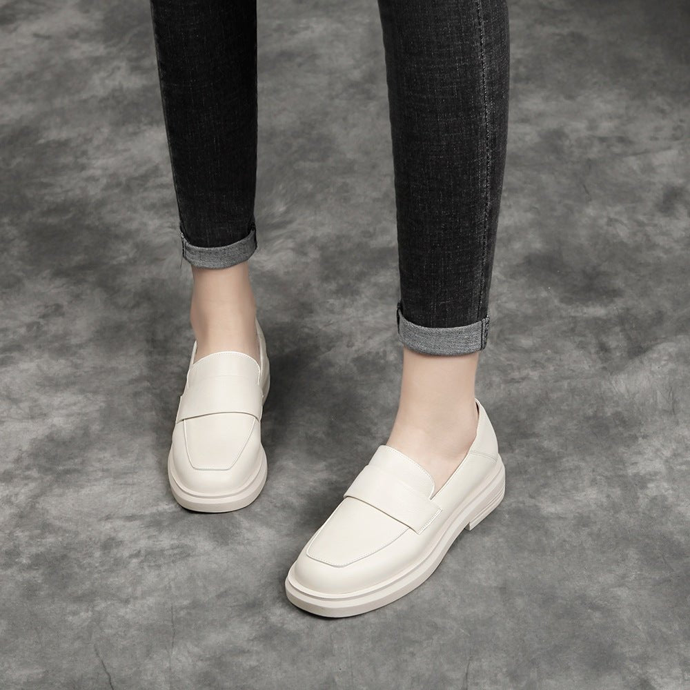 Mocassins en cuir britannique pour femmes, élégants, confortables et polyvalents - IVOIRART.COM