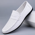 Mocassins homme cuir microfibre à perforations — confort plat, style polyvalent. - IVOIRART.COM