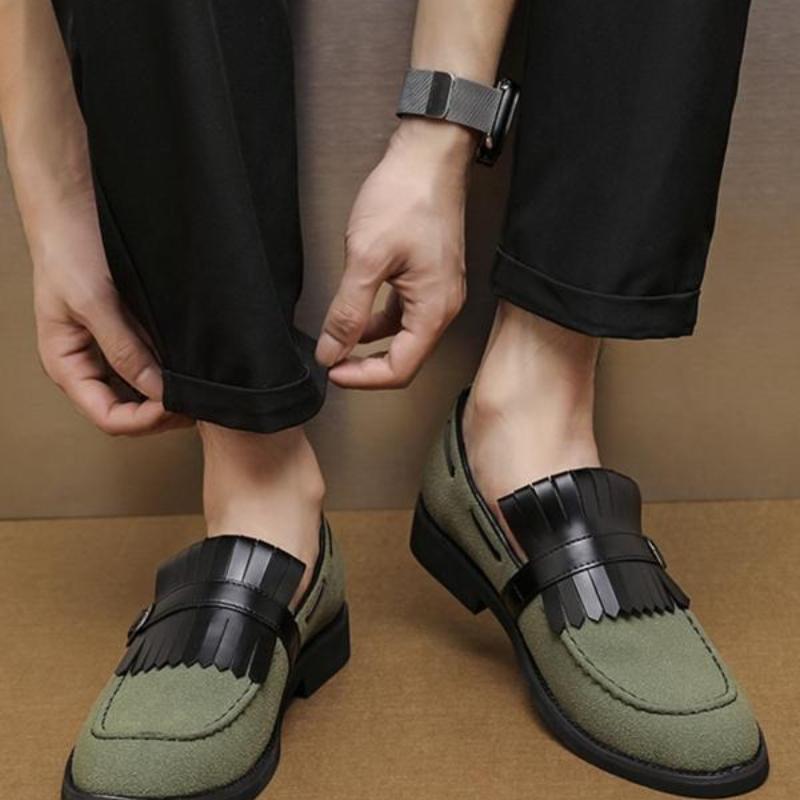 Mocassins homme uni à pampilles, dessus denim, bout pointu, semelle plastique 47 - IVOIRART.COM