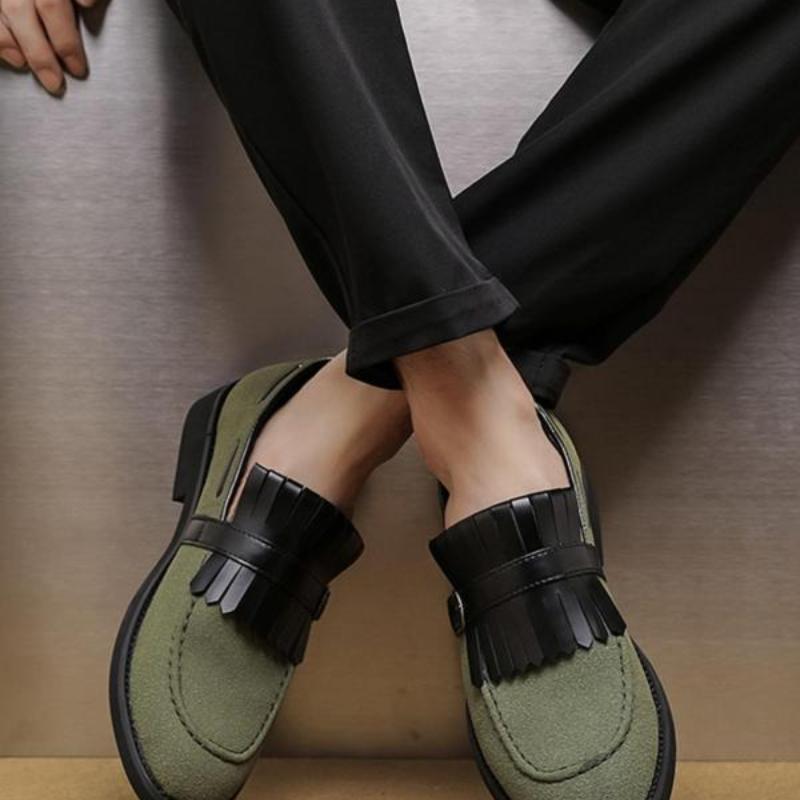 Mocassins homme uni à pampilles, dessus denim, bout pointu, semelle plastique 47 - IVOIRART.COM