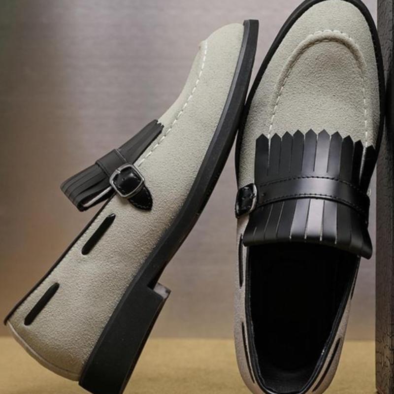 Mocassins homme uni à pampilles, dessus denim, bout pointu, semelle plastique 47 - IVOIRART.COM