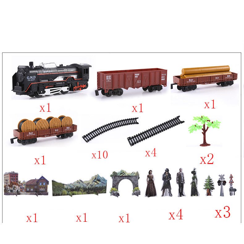 Modèle classique de simulation d'orbite avec base noire, 3 wagons et accessoires - IVOIRART.COM
