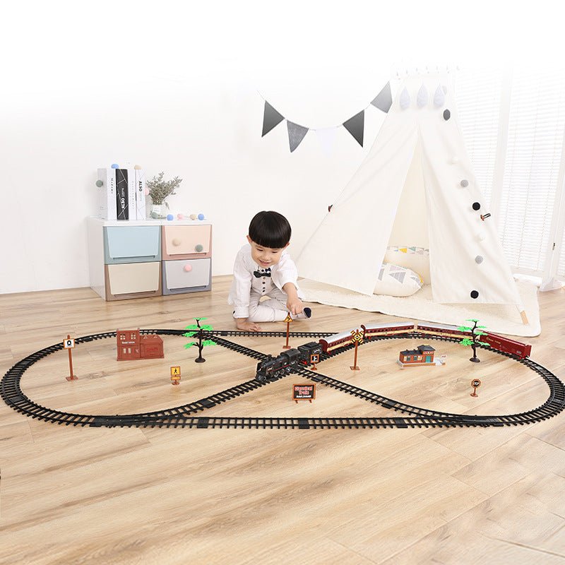 Modèle classique de simulation d'orbite avec base noire, 3 wagons et accessoires - IVOIRART.COM