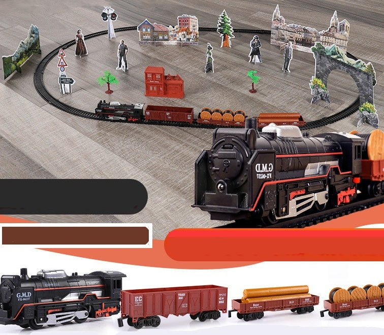 Modèle classique de simulation d'orbite avec base noire, 3 wagons et accessoires - IVOIRART.COM