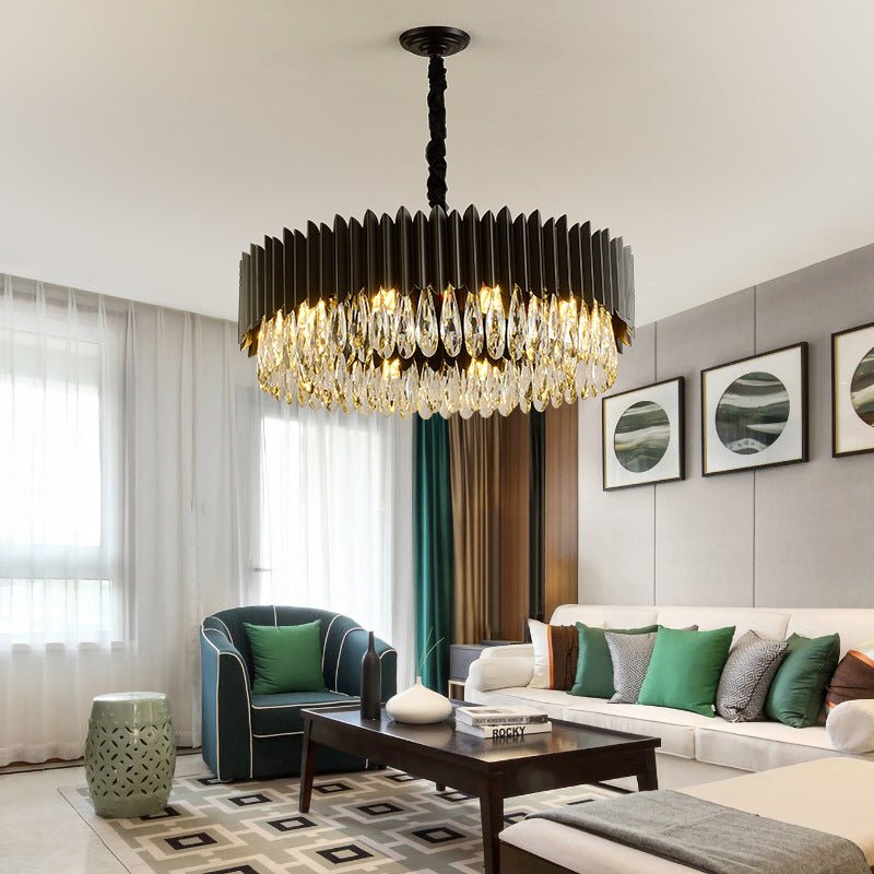 Modern Simple Black Crystal Living Room Lighting - IVOIRART.COM
