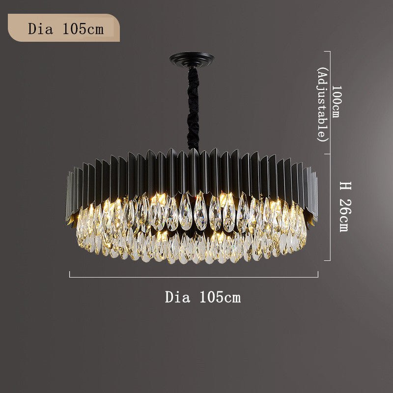 Modern Simple Black Crystal Living Room Lighting - IVOIRART.COM