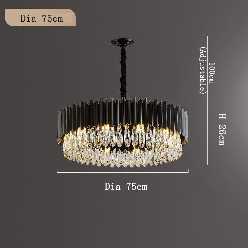 Modern Simple Black Crystal Living Room Lighting - IVOIRART.COM