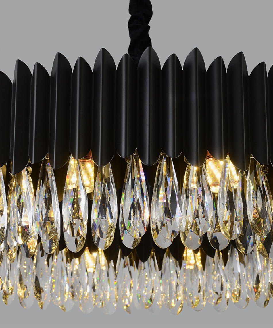 Modern Simple Black Crystal Living Room Lighting - IVOIRART.COM