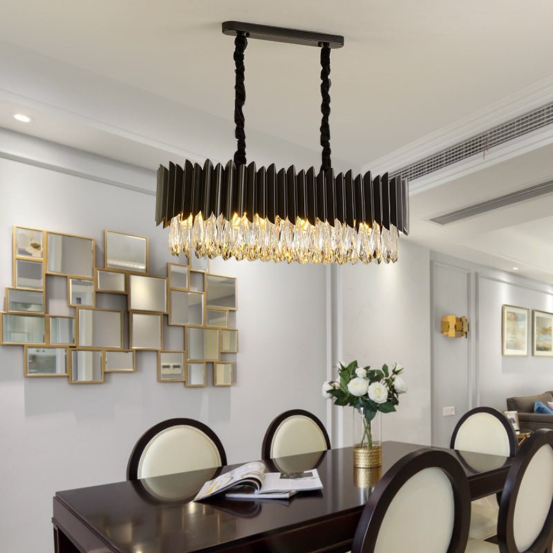 Modern Simple Black Crystal Living Room Lighting - IVOIRART.COM