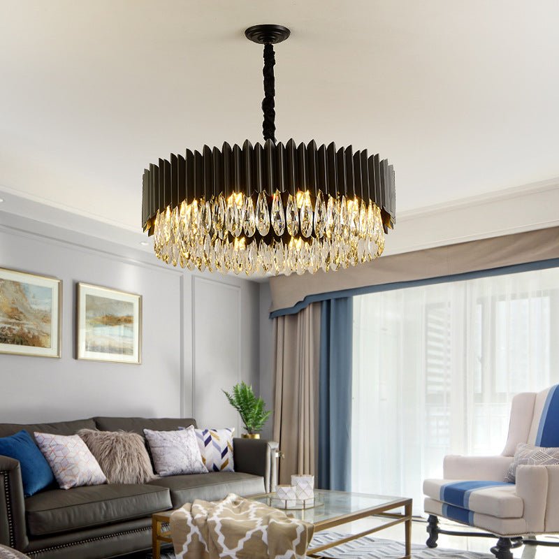 Modern Simple Black Crystal Living Room Lighting - IVOIRART.COM