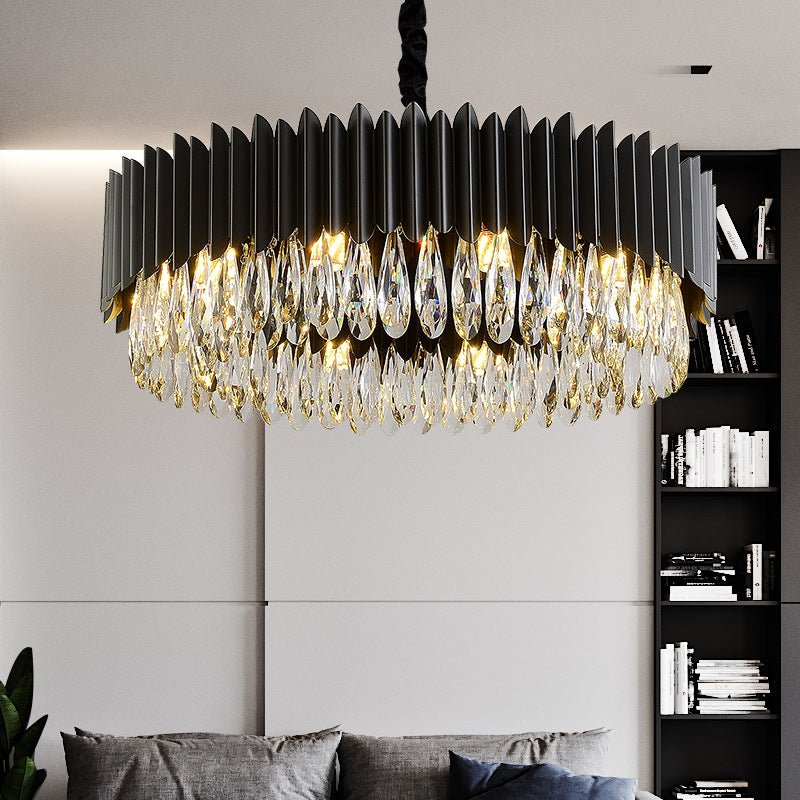 Modern Simple Black Crystal Living Room Lighting - IVOIRART.COM