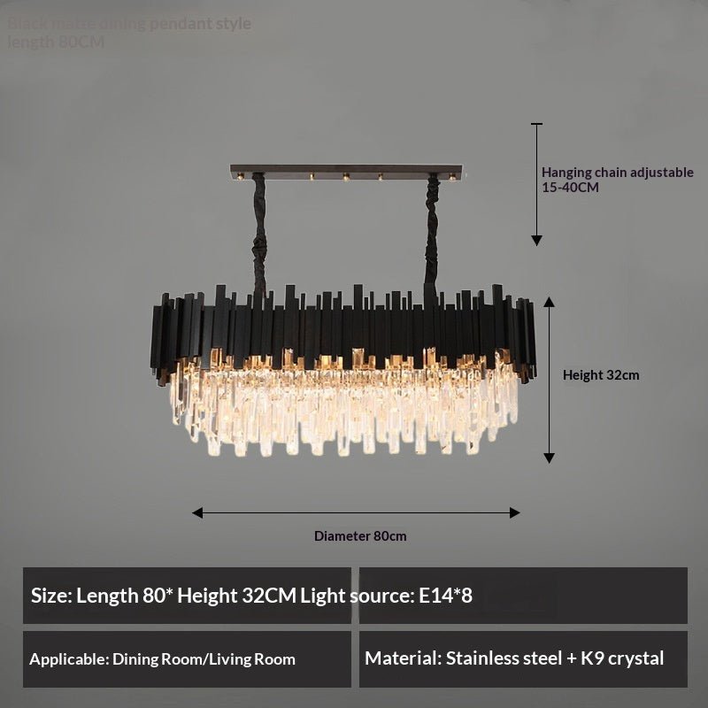 Modern Simple Black Crystal Living Room Lighting - IVOIRART.COM
