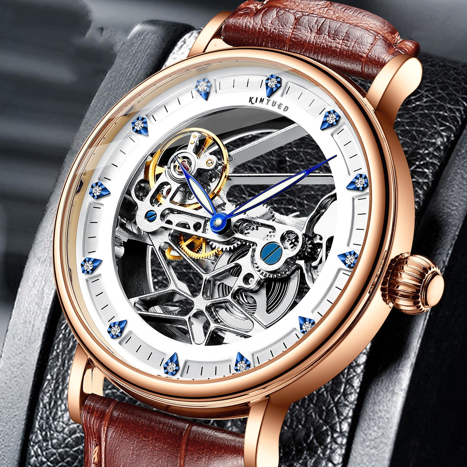 Montre automatique homme, étanche, lumineuse style mécanique élégant avec boîtes - IVOIRART.COM