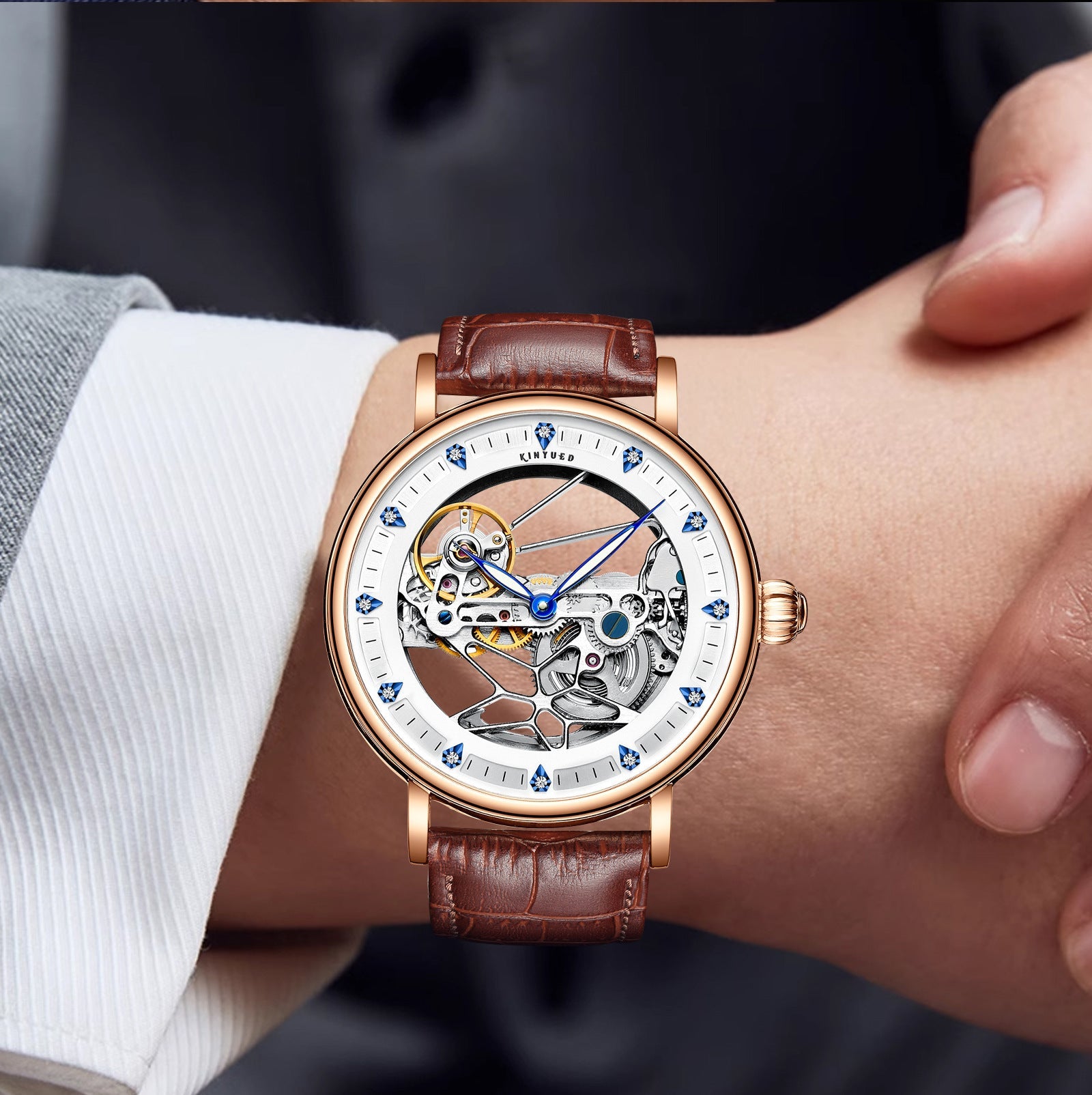 Montre automatique homme, étanche, lumineuse style mécanique élégant avec boîtes - IVOIRART.COM