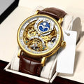 Montre automatique KINYUED authentique pour homme en cuir véritable ajourée mécanique - IVOIRART.COM