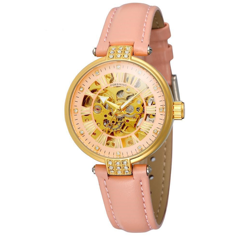 Montre automatique mécanique femme élégante creuse, étanche décontractée mode - IVOIRART.COM