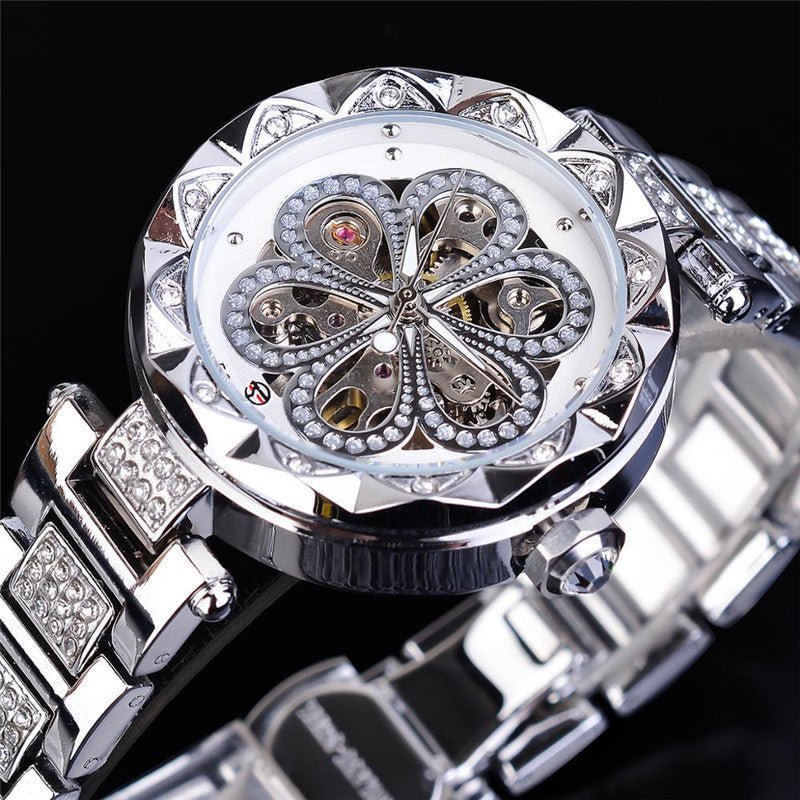 Montre Automatique Mécanique Forsining Femme Luxe Or Rose Strass Acier Inox - IVOIRART.COM