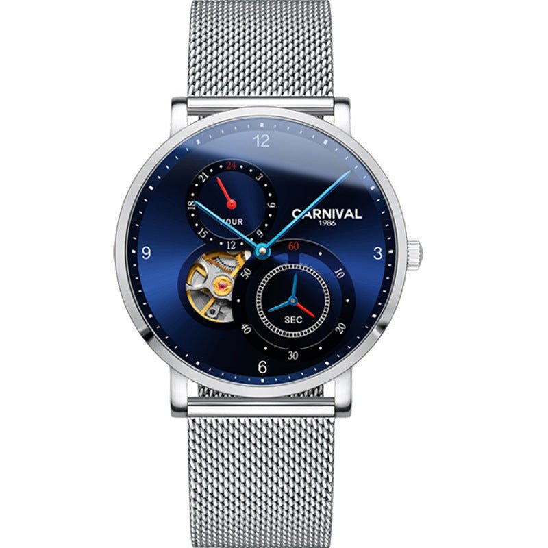 Montre automatique mécanique homme avec cadran ajouré et bracelet cuir - IVOIRART.COM