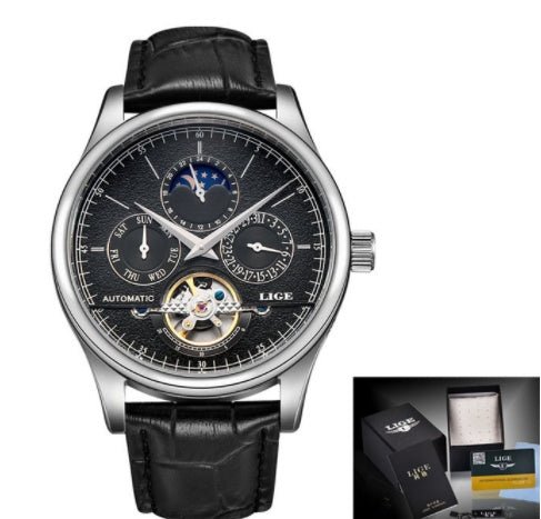 Montre Automatique Mécanique Homme LIGE avec Bracelet Étanche et Multifonctions - IVOIRART.COM
