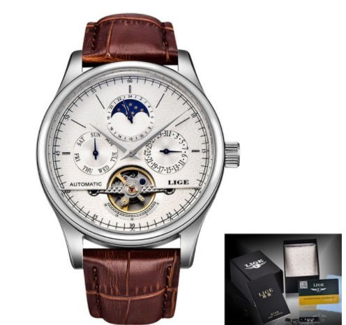 Montre Automatique Mécanique Homme LIGE avec Bracelet Étanche et Multifonctions - IVOIRART.COM