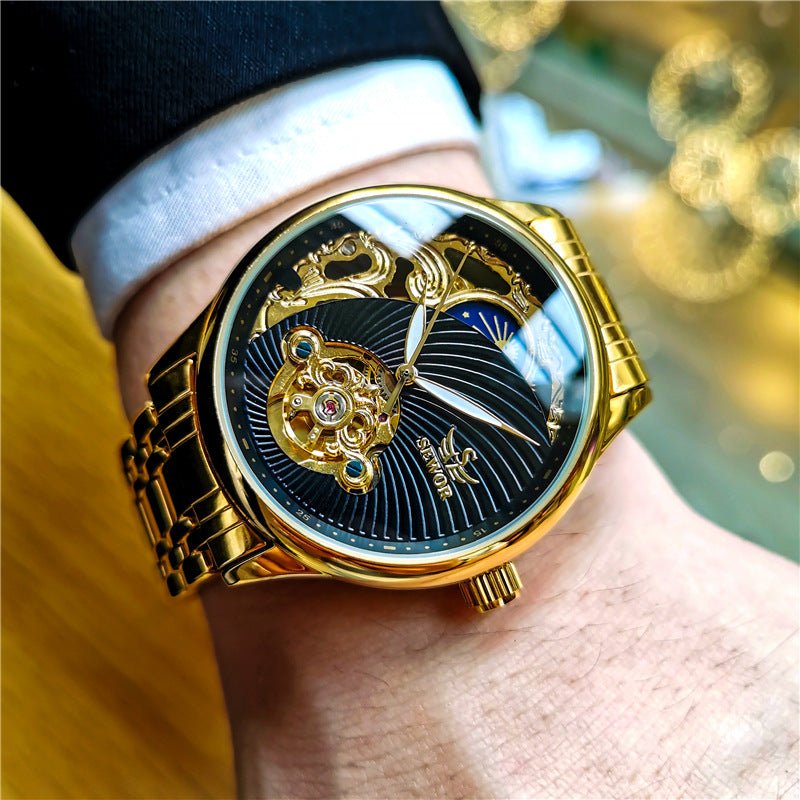 Montre Automatique Mécanique Homme Squelette Tourbillon Lumineuse 40mm - IVOIRART.COM