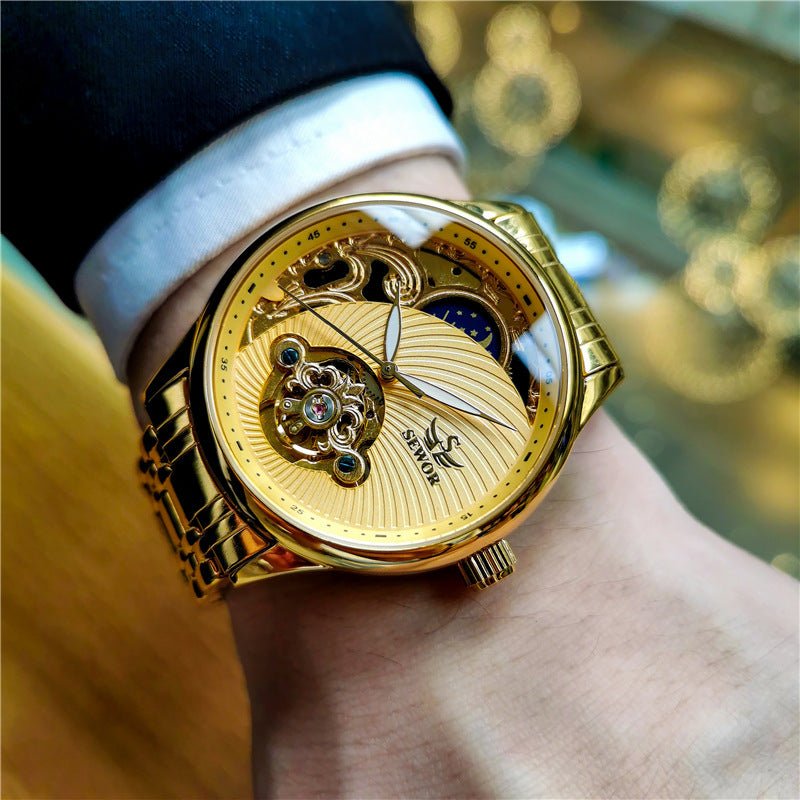 Montre Automatique Mécanique Homme Squelette Tourbillon Lumineuse 40mm - IVOIRART.COM