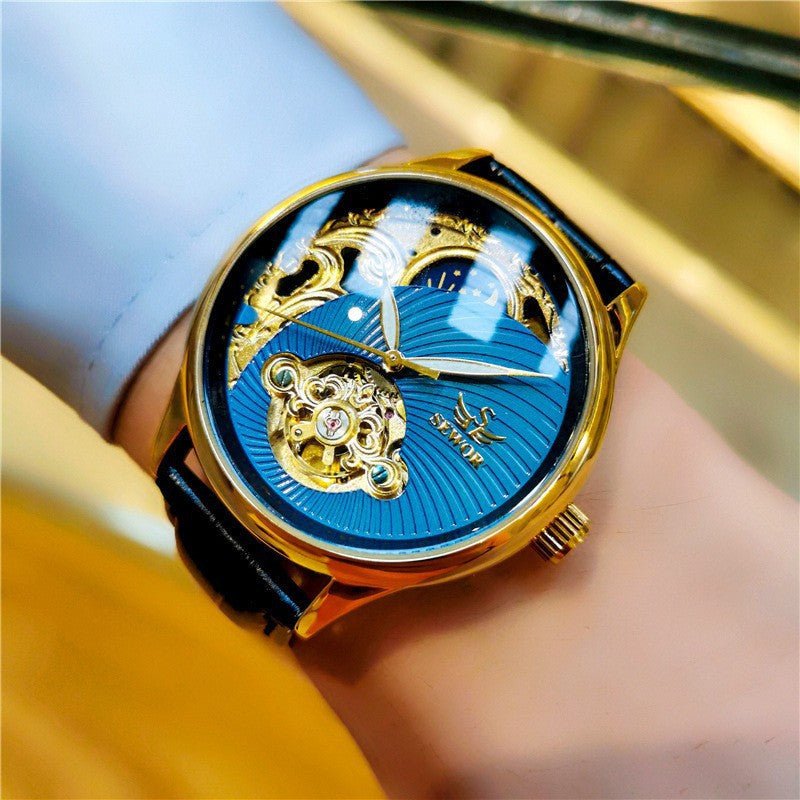 Montre Automatique Mécanique Homme Squelette Tourbillon Lumineuse 40mm - IVOIRART.COM