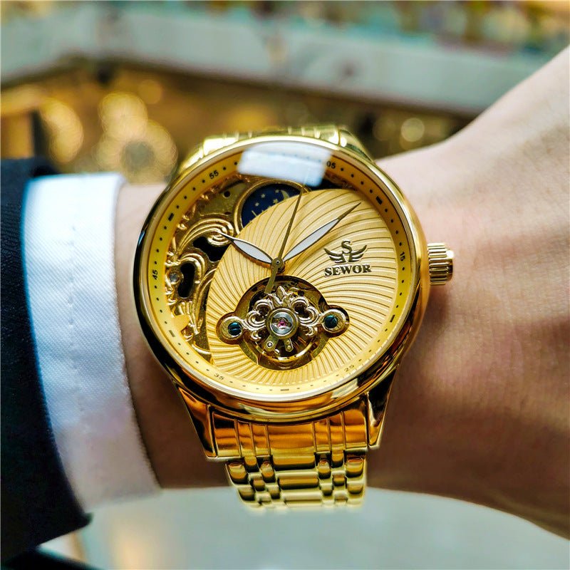 Montre Automatique Mécanique Homme Squelette Tourbillon Lumineuse 40mm - IVOIRART.COM