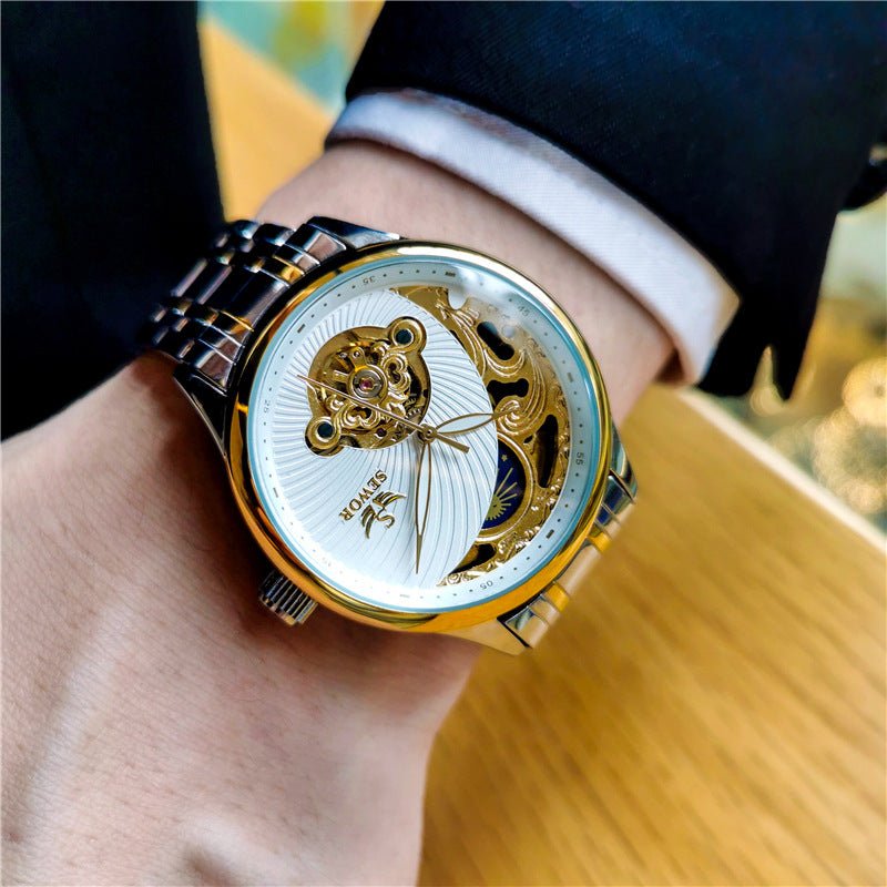 Montre Automatique Mécanique Homme Squelette Tourbillon Lumineuse 40mm - IVOIRART.COM