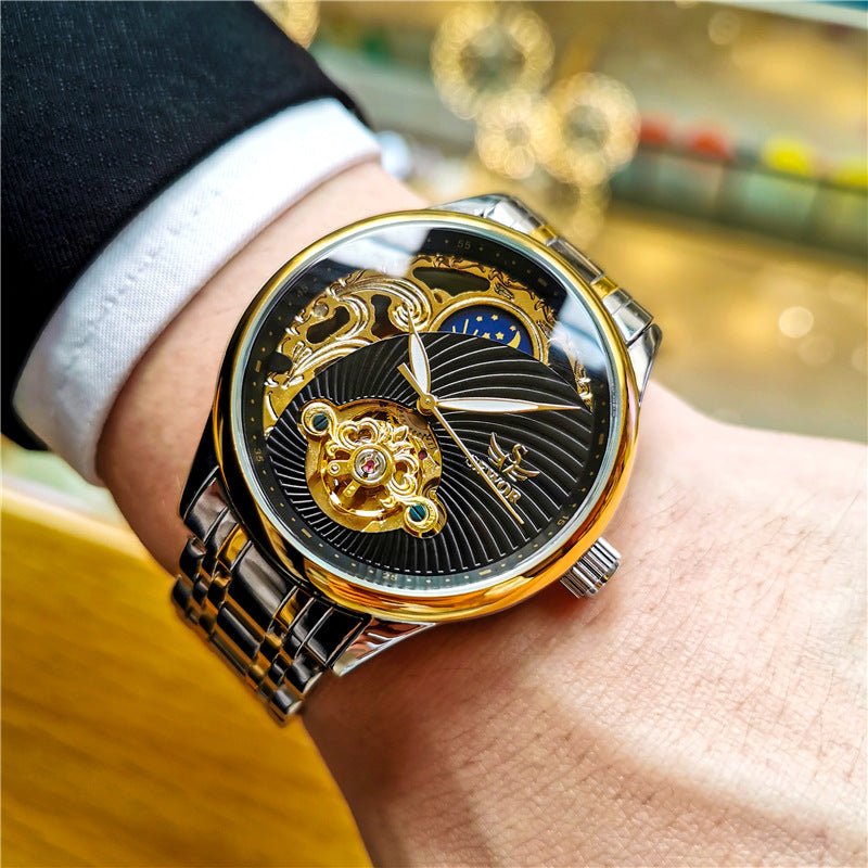 Montre Automatique Mécanique Homme Squelette Tourbillon Lumineuse 40mm - IVOIRART.COM