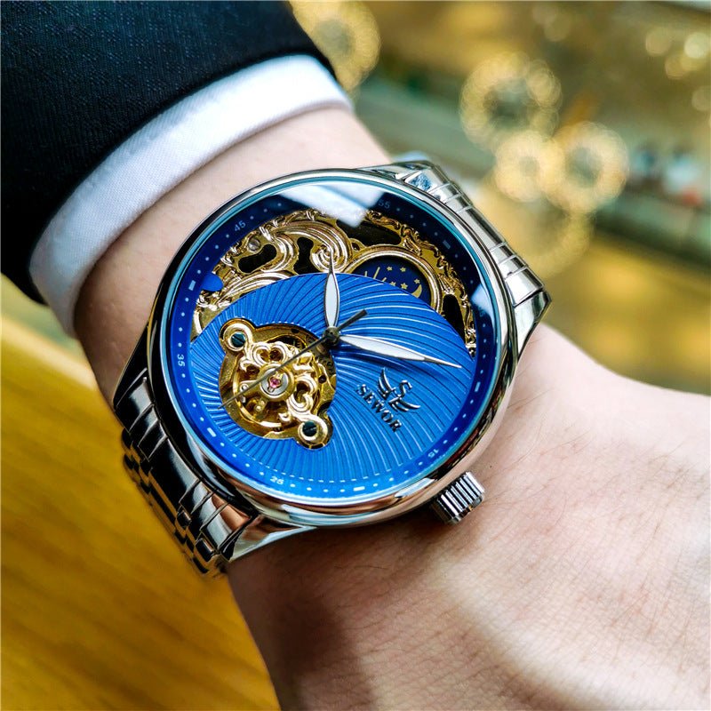 Montre Automatique Mécanique Homme Squelette Tourbillon Lumineuse 40mm - IVOIRART.COM